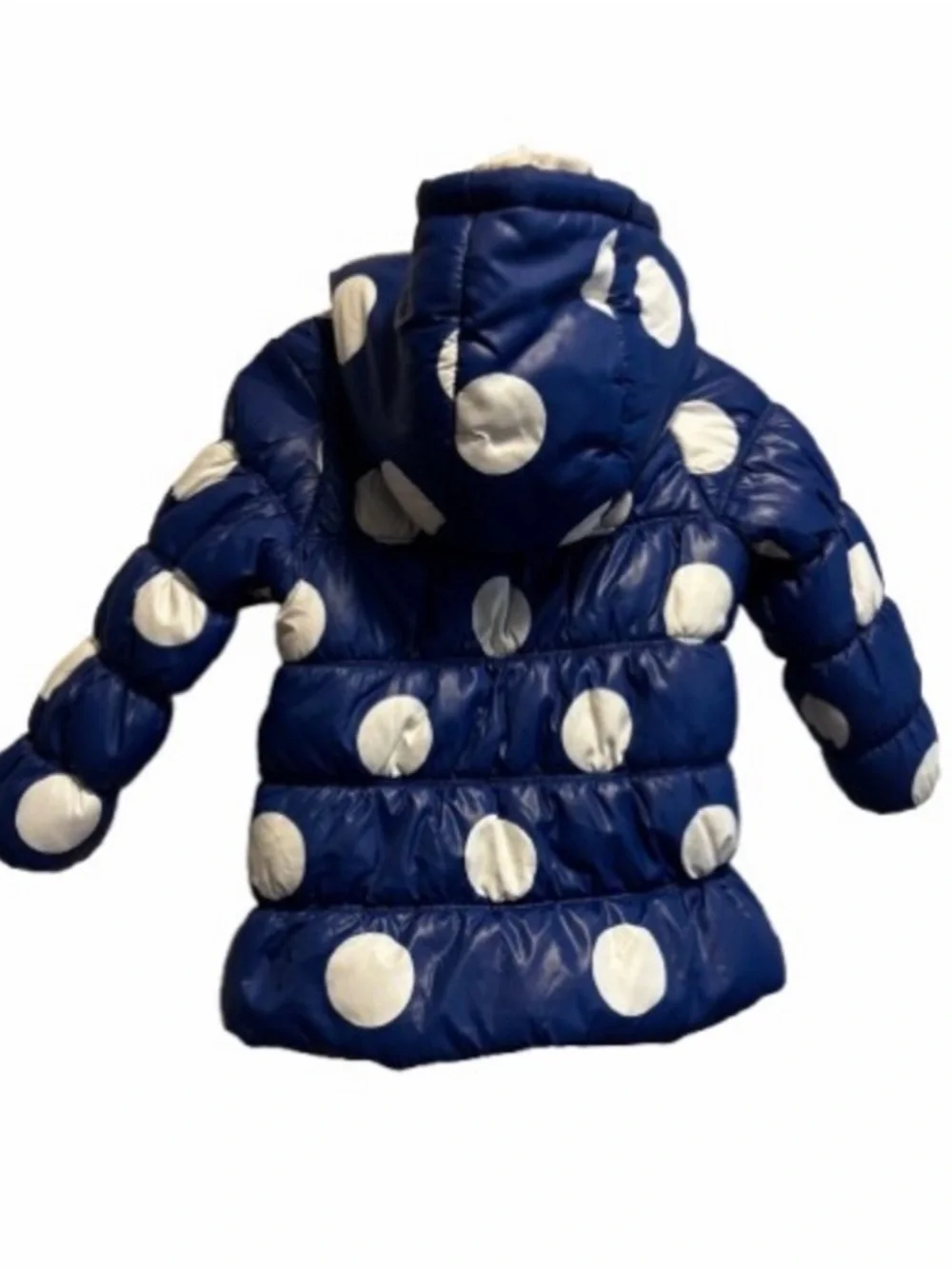 Pumpkin Patch Toddler Girls Blue White Polka Dot Hooded Puffer Coat Size 3